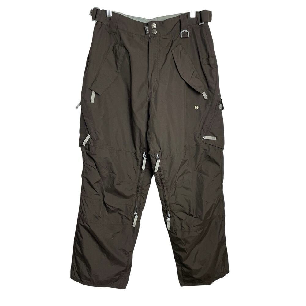 Planet Earth Mens Snowboard Pants Size S Brown Gray Waterproof Ski Winter Vented